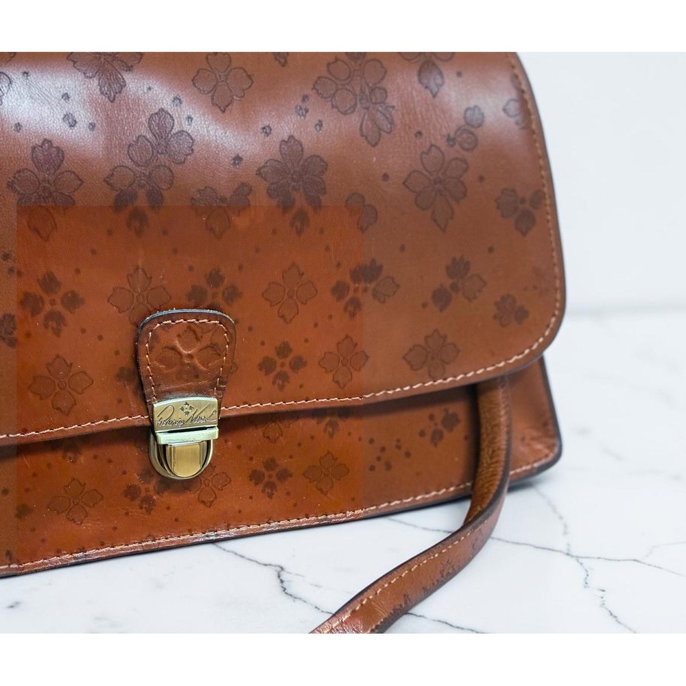 Patricia Nash Signature Floret Brown Leather Crossbody Bag PushLock Floral Purse - Picture 9 of 16
